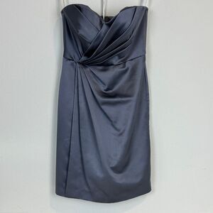 David’s Bridal Short Strapless Dress Pewter Grey 4